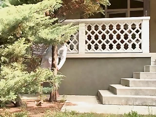 Horny Blonde Gets Fucked Outdoor By The Intrusive Neighbor !